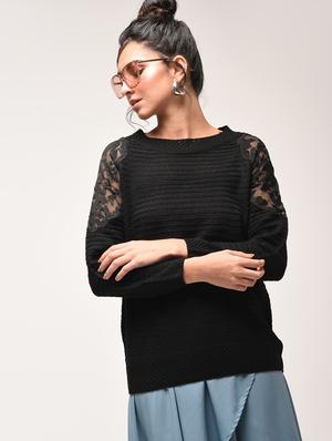 sheer panel sleeved pullover - 15900903 - Standard Image - 2