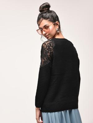 sheer panel sleeved pullover - 15900903 - Standard Image - 4