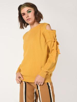 cold shoulder drawstring sleeved pullover - 15900909 - Standard Image - 3
