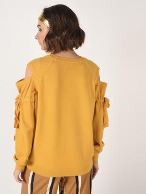 cold shoulder drawstring sleeved pullover - 15900909 - Standard Image - 4
