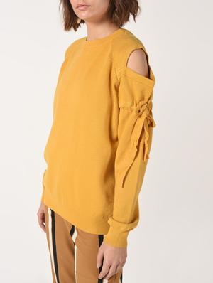 cold shoulder drawstring sleeved pullover - 15900909 - Standard Image - 5
