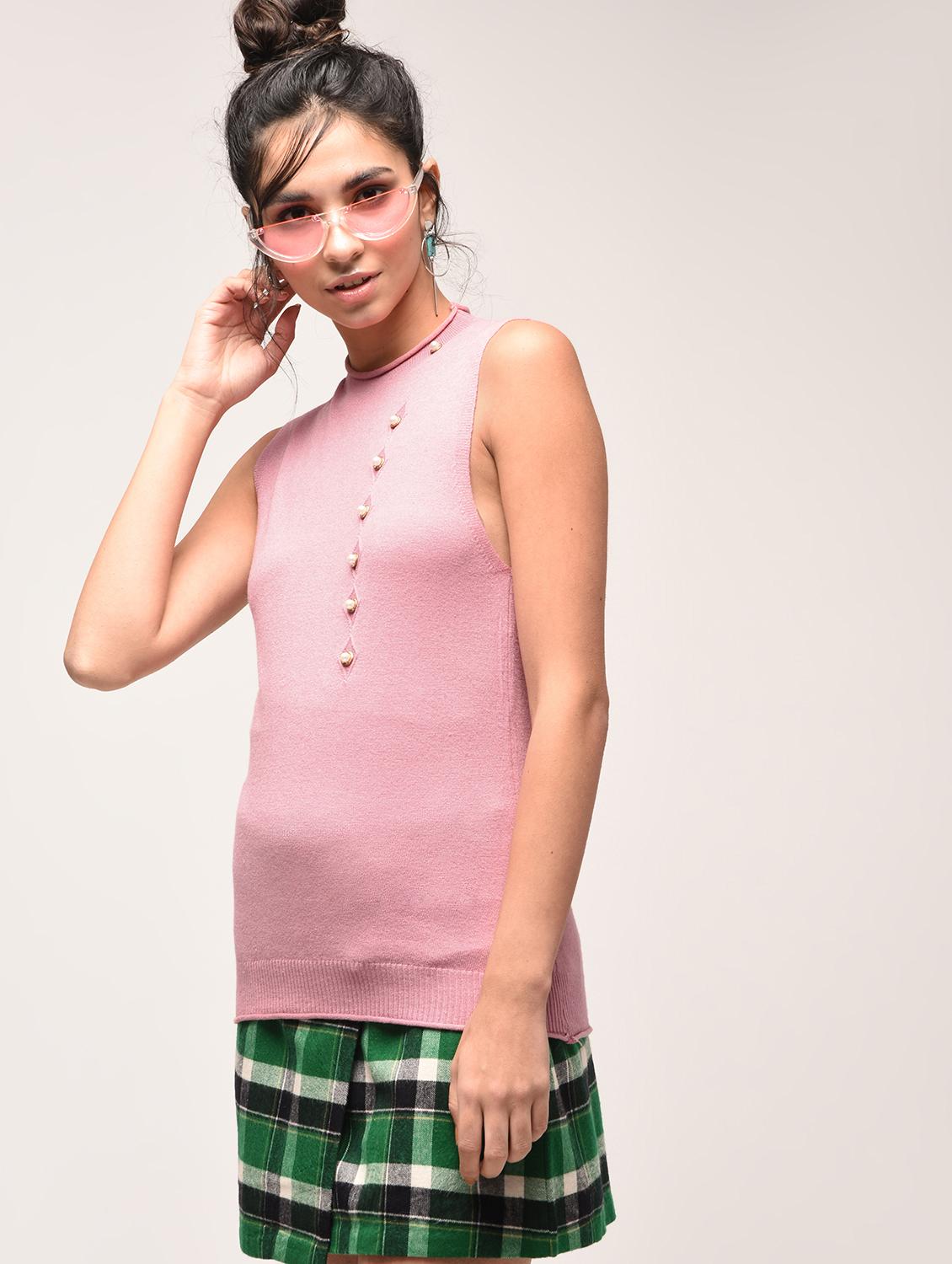 pearl embellished raw hem pullover - 15900910 - Zoom Image - 2
