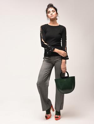 pearl embellished cut out sleeved pullover - 15900912 - Standard Image - 4