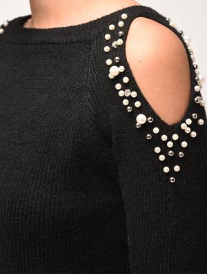 cold shoulder pearl embellished pullover - 15900920 - Standard Image - 6