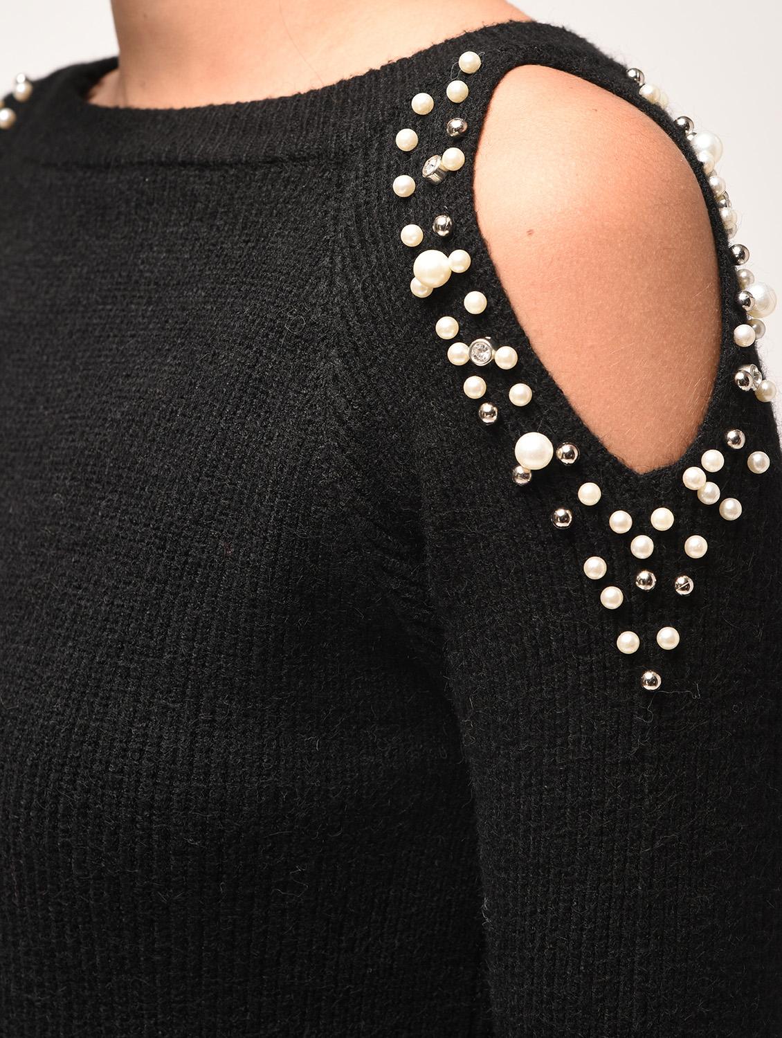 cold shoulder pearl embellished pullover - 15900920 - Zoom Image - 6