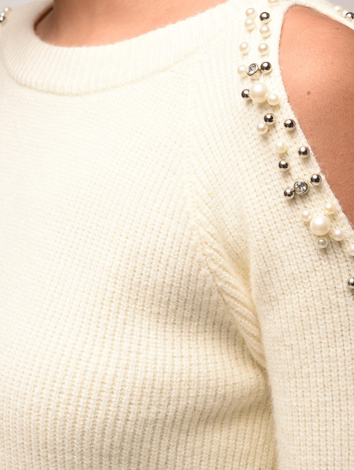 cold shoulder pearl embellished pullover - 15900921 - Zoom Image - 6