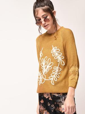 lace detail ribbed pullover - 15900930 - Standard Image - 2