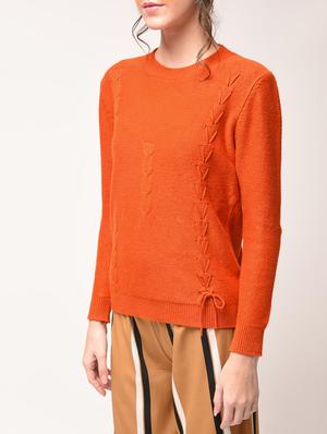 orange lace up detail pullover - 15900945 - Standard Image - 5