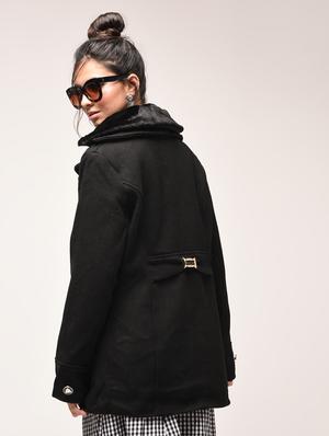 fur collar double breasted coat - 15900960 - Standard Image - 4