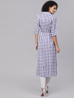straight checkered kurta - 15901528 - Standard Image - 3