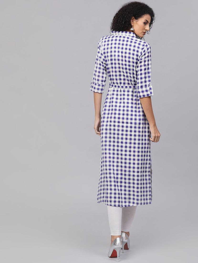 straight checkered kurta - 15901528 - Zoom Image - 3