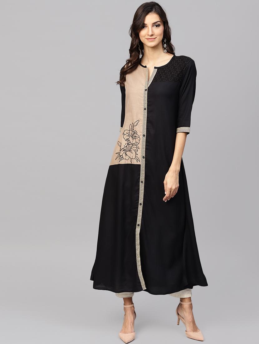 color block a-line kurta - 15901531 - Zoom Image - 1