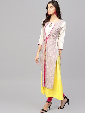 layered printed kurta - 15901532 - Standard Image - 2