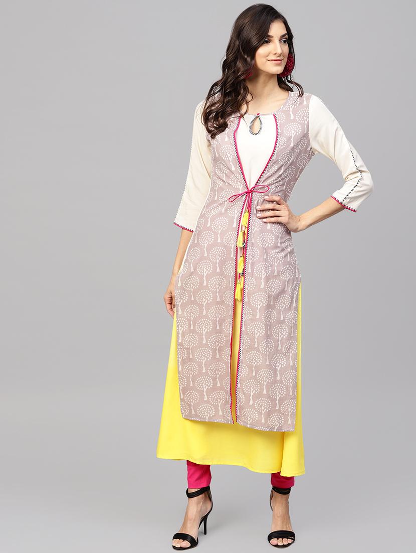 layered printed kurta - 15901532 - Zoom Image - 1
