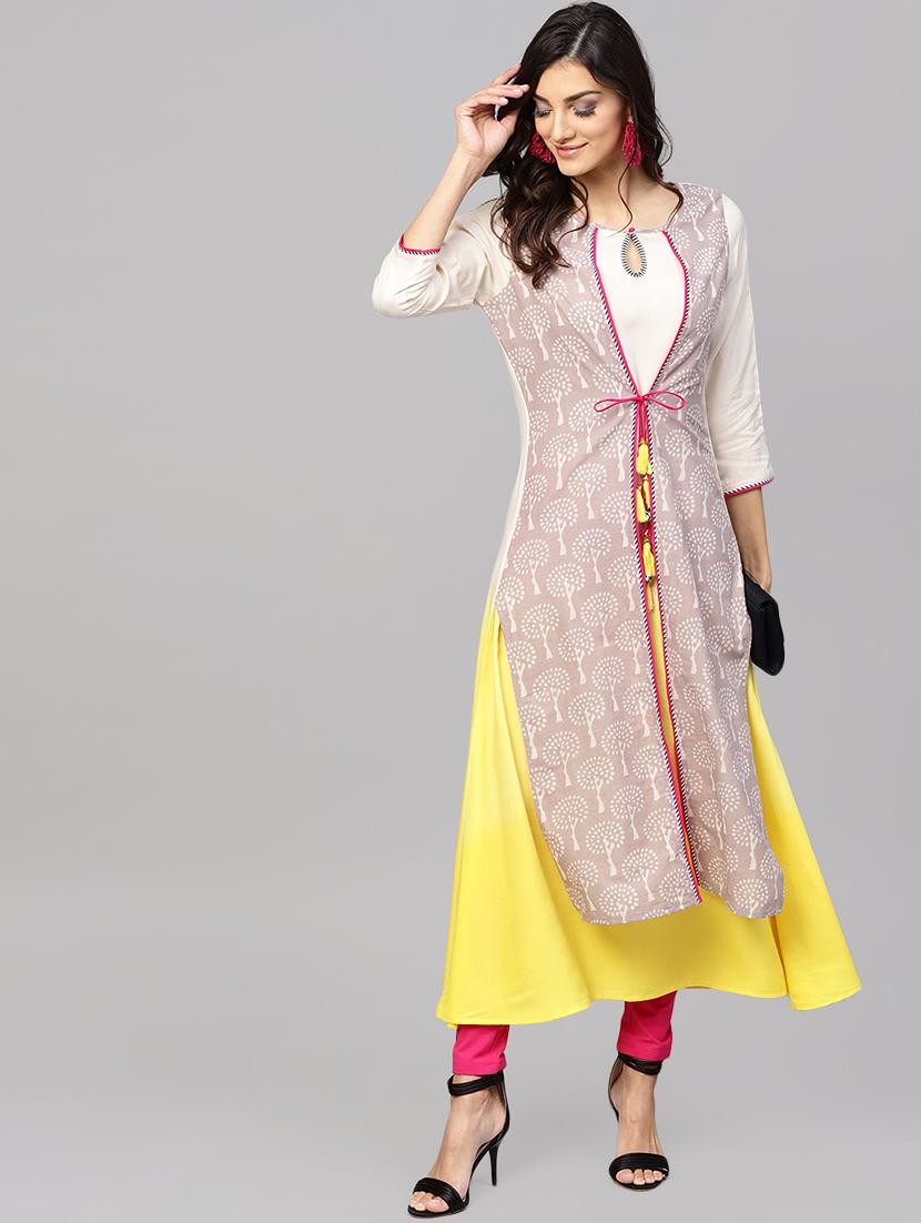 layered printed kurta - 15901532 - Zoom Image - 4