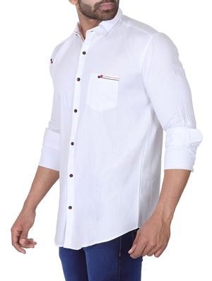 white solid casual shirt - 15901711 - Standard Image - 2