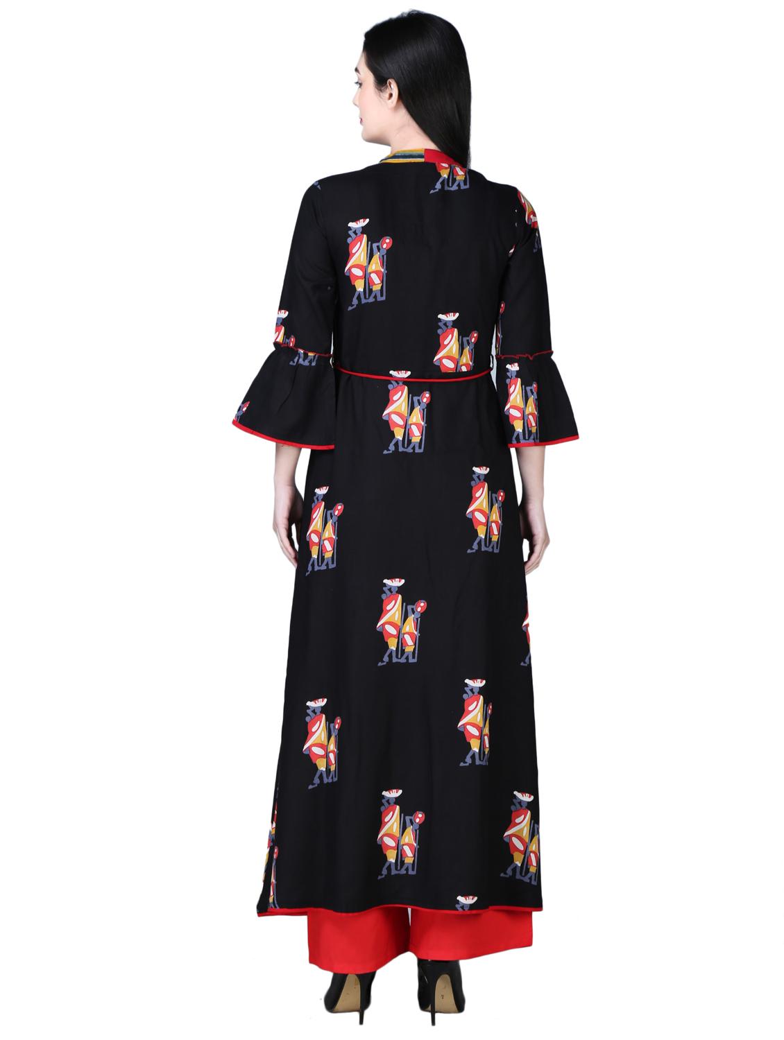 flared bell sleeves kurta - 15901763 - Zoom Image - 3