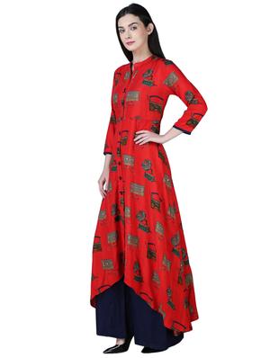 printed high-low kurta - 15901765 - Standard Image - 2