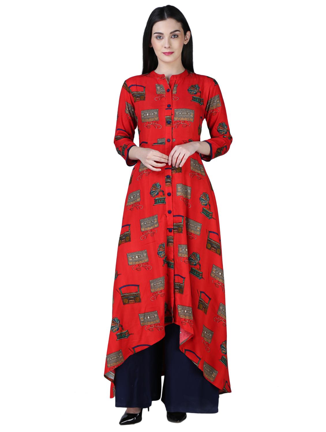 printed high-low kurta - 15901765 - Zoom Image - 1