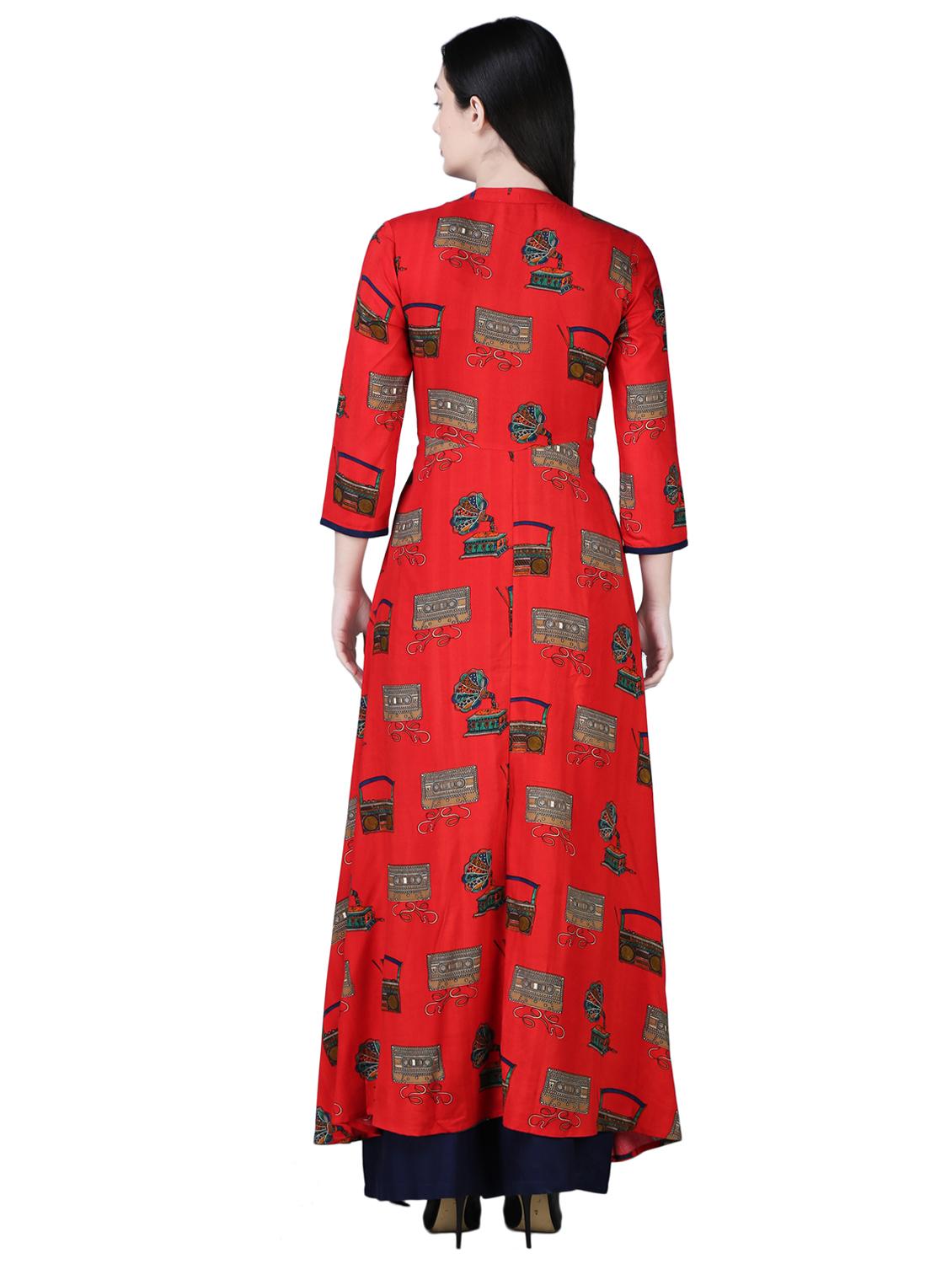 printed high-low kurta - 15901765 - Zoom Image - 3