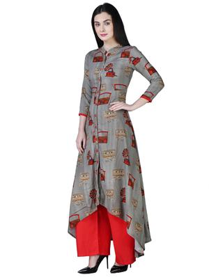 high low printed kurta - 15901766 - Standard Image - 2