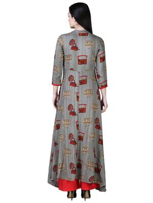 high low printed kurta - 15901766 - Standard Image - 3