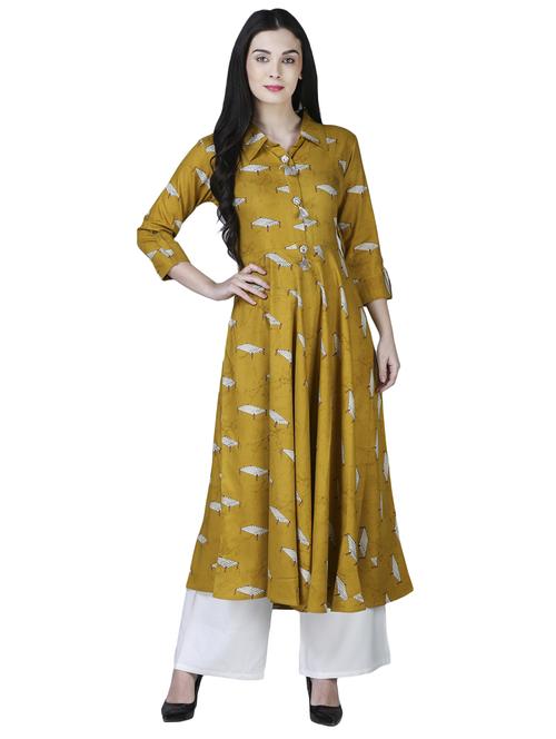 a-line printed kurta with tassels - 15902164 - Standard Image - 1