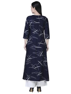 navy kaantha a-line kurta - 15902166 - Standard Image - 3