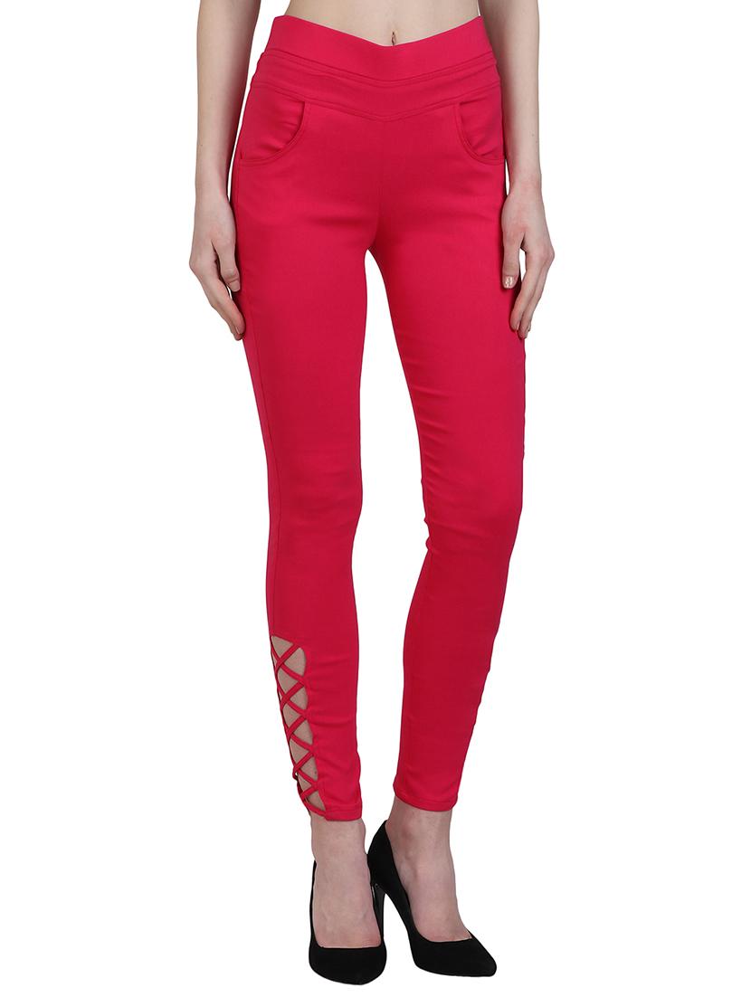 high waist criss-cross detail jegging