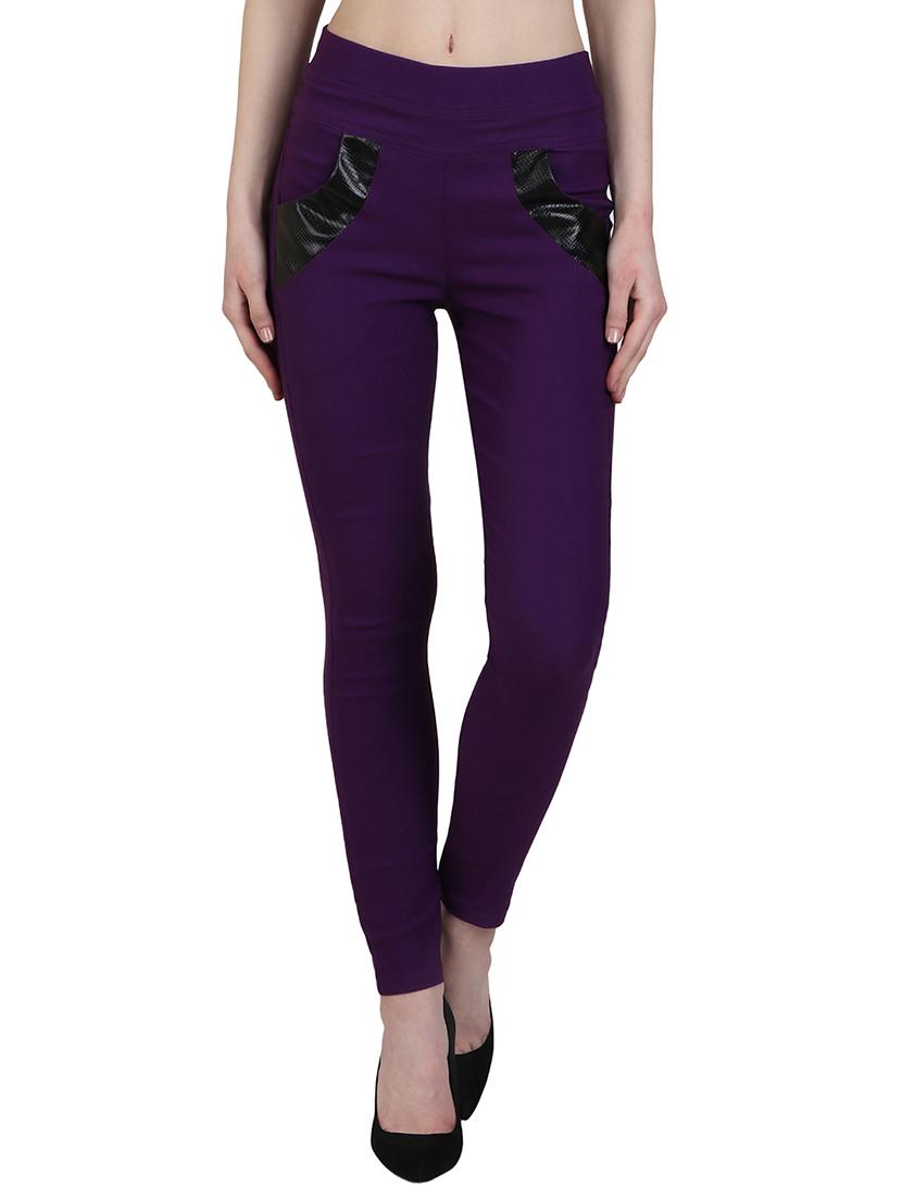 leather patch mid waist jegging - 15902354 - Zoom Image - 1
