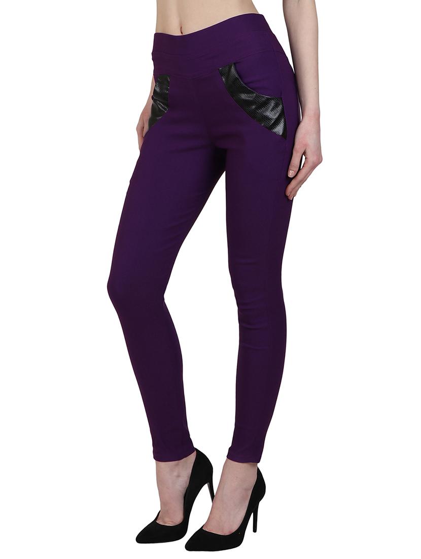 leather patch mid waist jegging - 15902354 - Zoom Image - 2