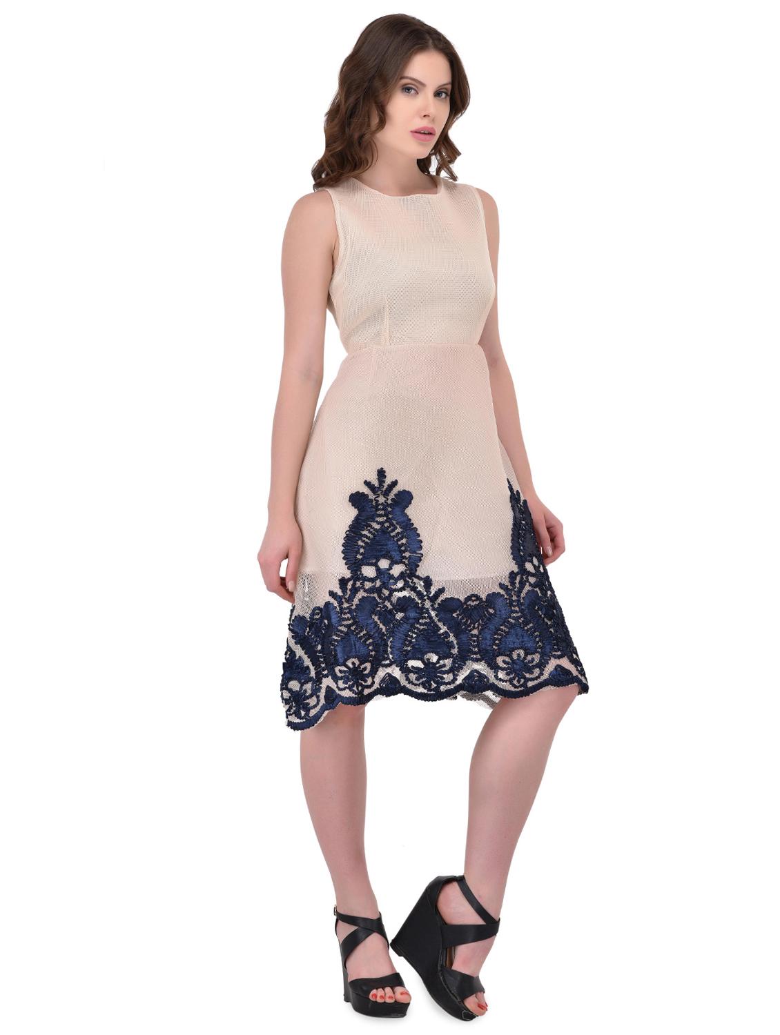 embroidered mesh a-line dress - 15902669 - Zoom Image - 2