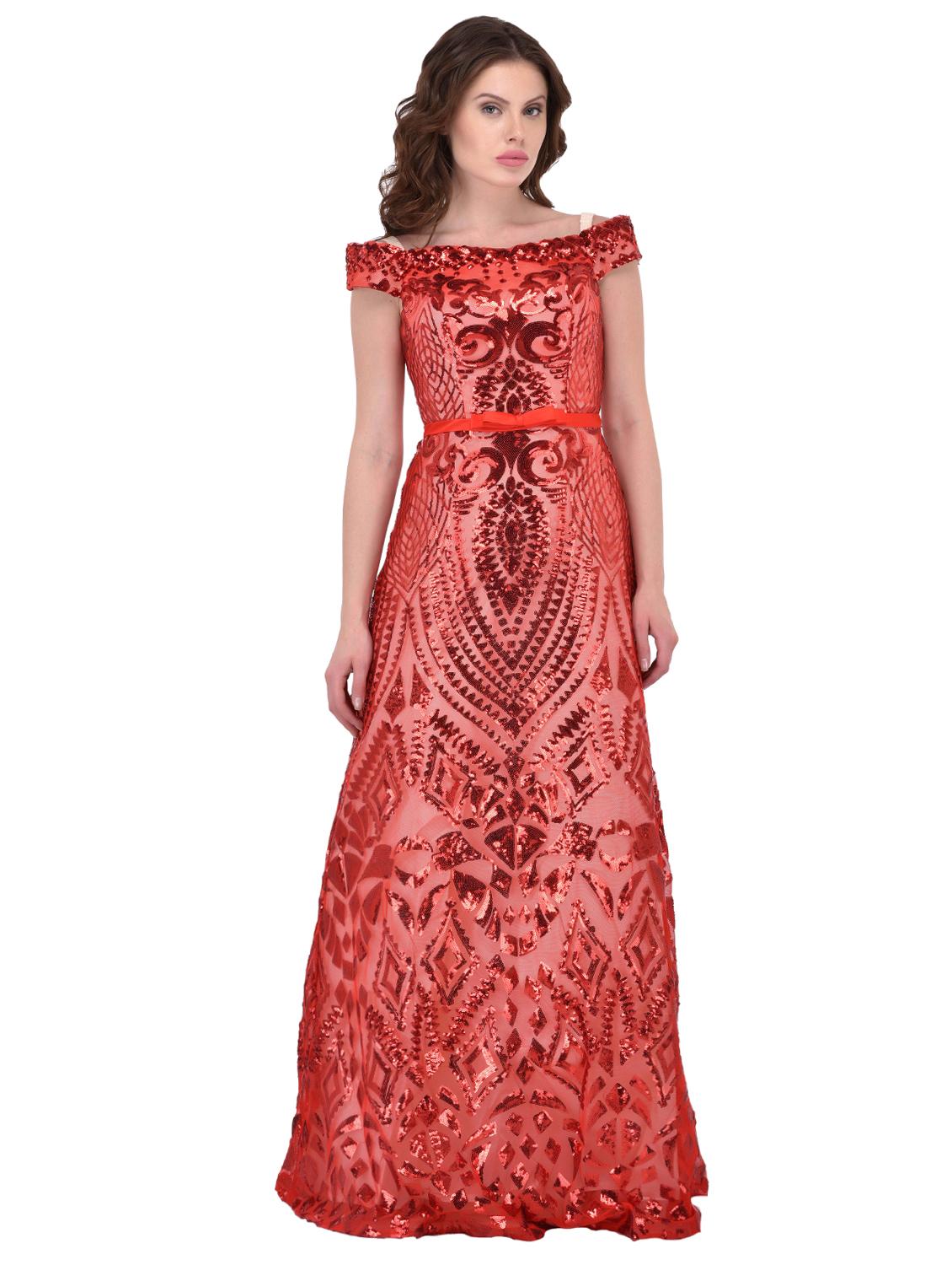 lace-up back sequined gown - 15902675 - Zoom Image - 2