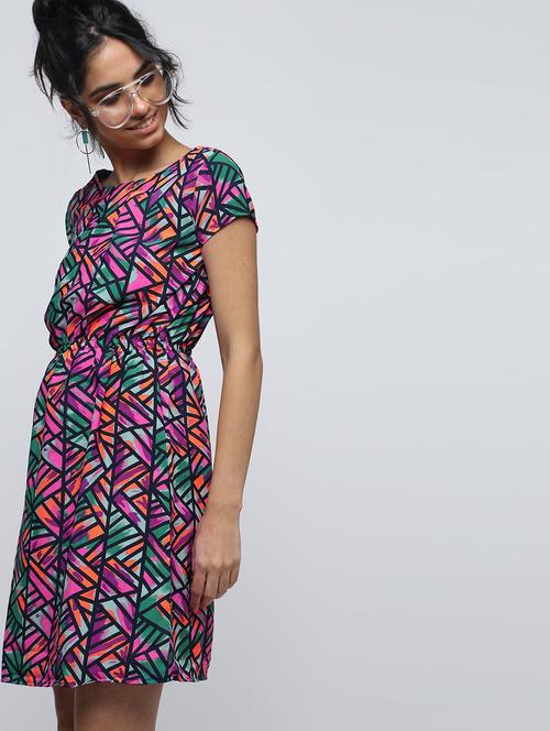 geometric print a-line dress - 15902838 - Very Small Image - 1