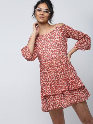 ruffle trim floral a-line dress - 15902841 - Standard Image - 3