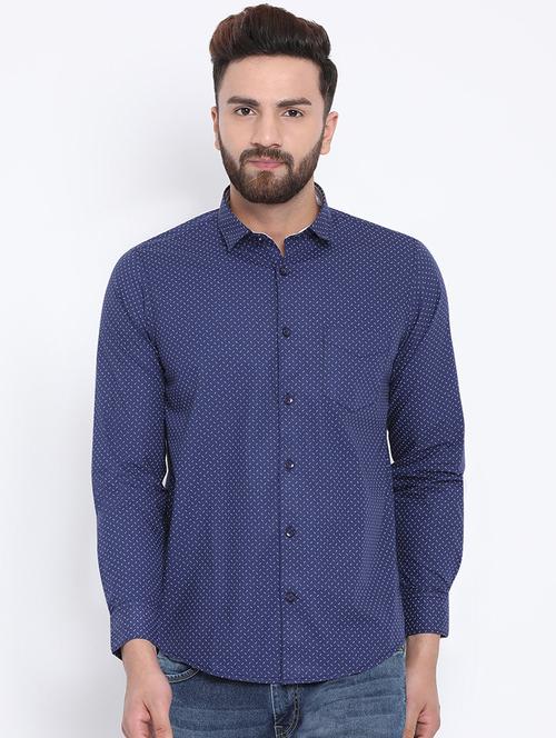 blue printed casual shirt - 15902936 - Standard Image - 1