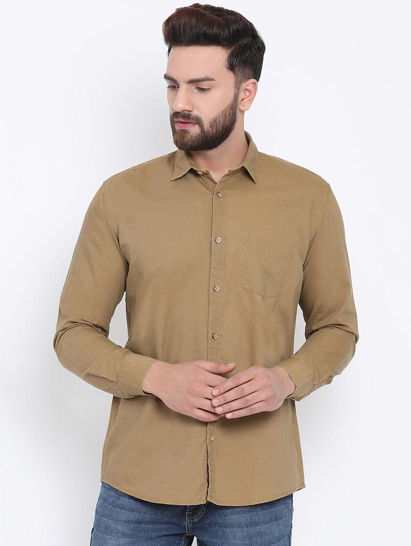brown solid casual shirt - 15902969 - Zoom Image - 1