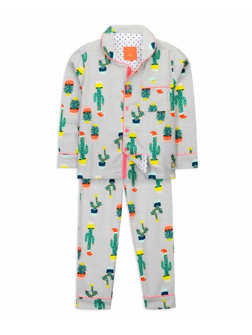 contrast piping pocket patch pyjama set - 15903092 - Standard Image - 1