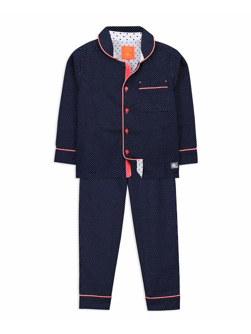contrast piping pocket patch pyjama set - 15903096 - Zoom Image - 1