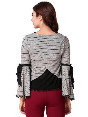 overlap back bell sleeved top - 15903263 - Standard Image - 3