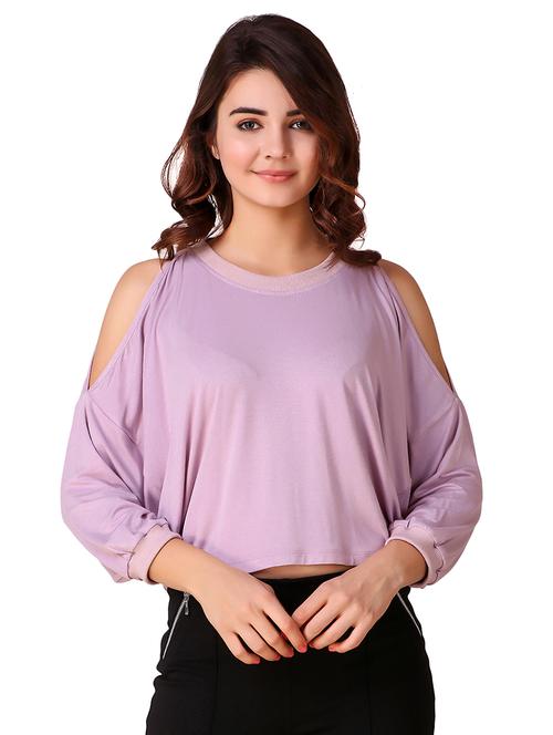 crew neck cold shoulder top - 15903272 -  Standard Image - 0