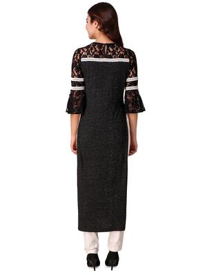 high slit lace detail kurta - 15903835 - Standard Image - 3