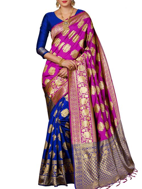 self design banarasi saree with blouse - 15904173 - Standard Image - 1