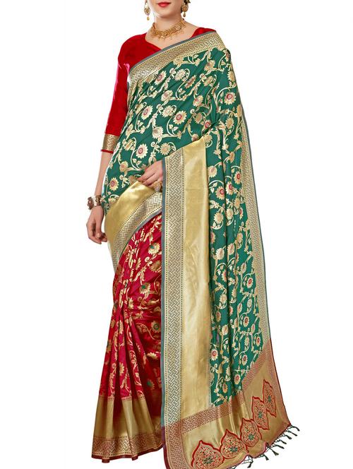 self design banarasi saree with blouse - 15904192 - Standard Image - 1