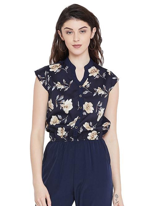 button detail floral jumpsuit - 15904242 - Standard Image - 1