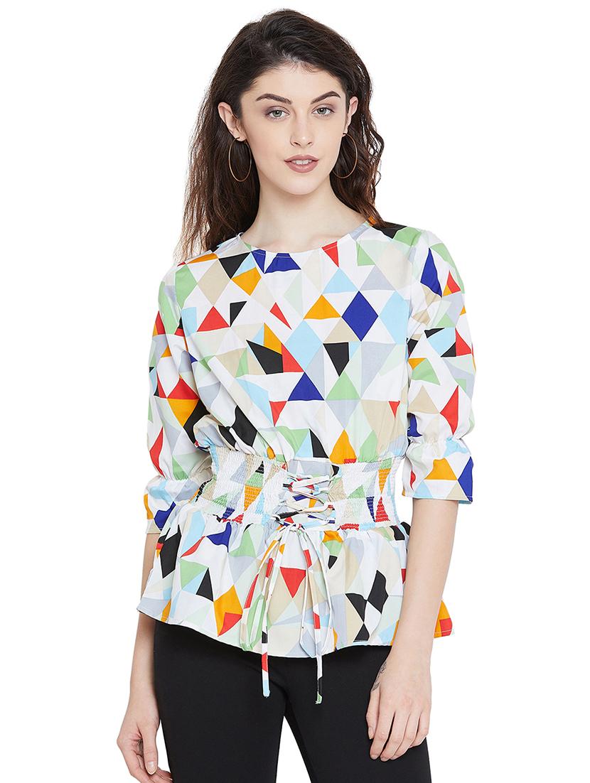 lace up detail geometric top - 15904251 - Zoom Image - 1