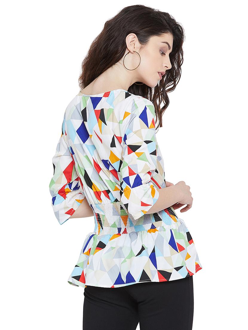lace up detail geometric top - 15904251 - Zoom Image - 3