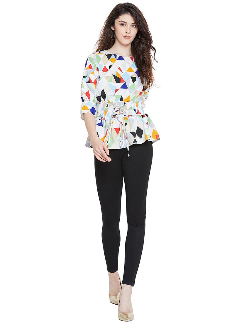 lace up detail geometric top - 15904251 - Zoom Image - 4
