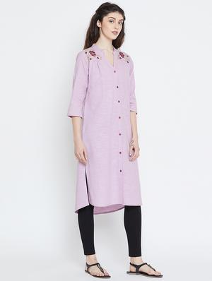 straight embroidered kurta - 15904256 - Standard Image - 2