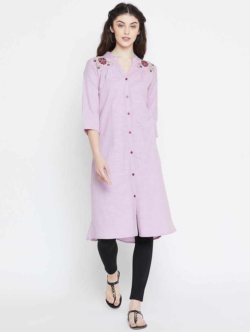 straight embroidered kurta - 15904256 - Zoom Image - 1